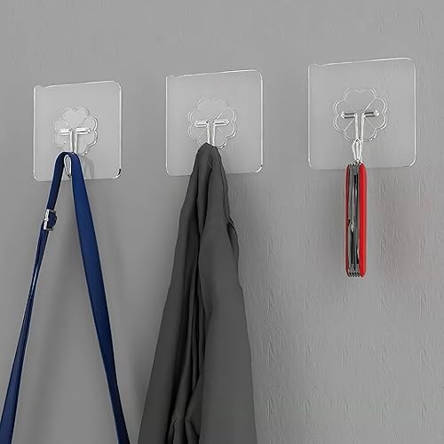 10 ganchos de pared adhesivos transparentes, resistentes sin taladrar para el hogar, baño, cocina y oficina disponible en Yaxa Colombia