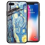 iPhone 8 Plus Case, Art Famous Painting iPhone 7 Plus Case 9H Tempered Glass Back Cover Slim Fit...