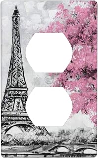 Art Watercolor Paris Eiffel Tower Duplex Outlet Cover Decorative Electrical Receptacle Wall Plate 1-Gang Art Faceplate for Home Bathroom Bedroom Decor 4.50" x 2.76"