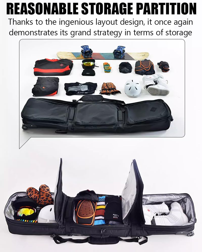 KK-GAL Rolling Ski Bag, Ski Boot Travel Backpack, Water Resistant Ski Snowboard Bags for Air Travel, Large Capacity Family Ski Bag, Travel Ski Bag for Boots, Helmets, Goggles & Outerwear,Neow Yellow