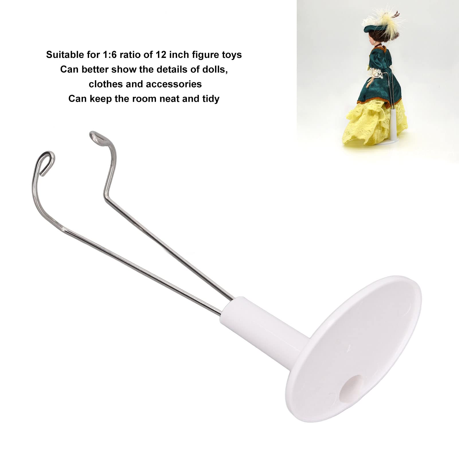 Support De Poupée Vertical Blanc - En Plastique Et Acier Inoxydable, Taille 38 Cm - Pour Figurines De 30 à 38 Cm, Stable Et Réutilisable