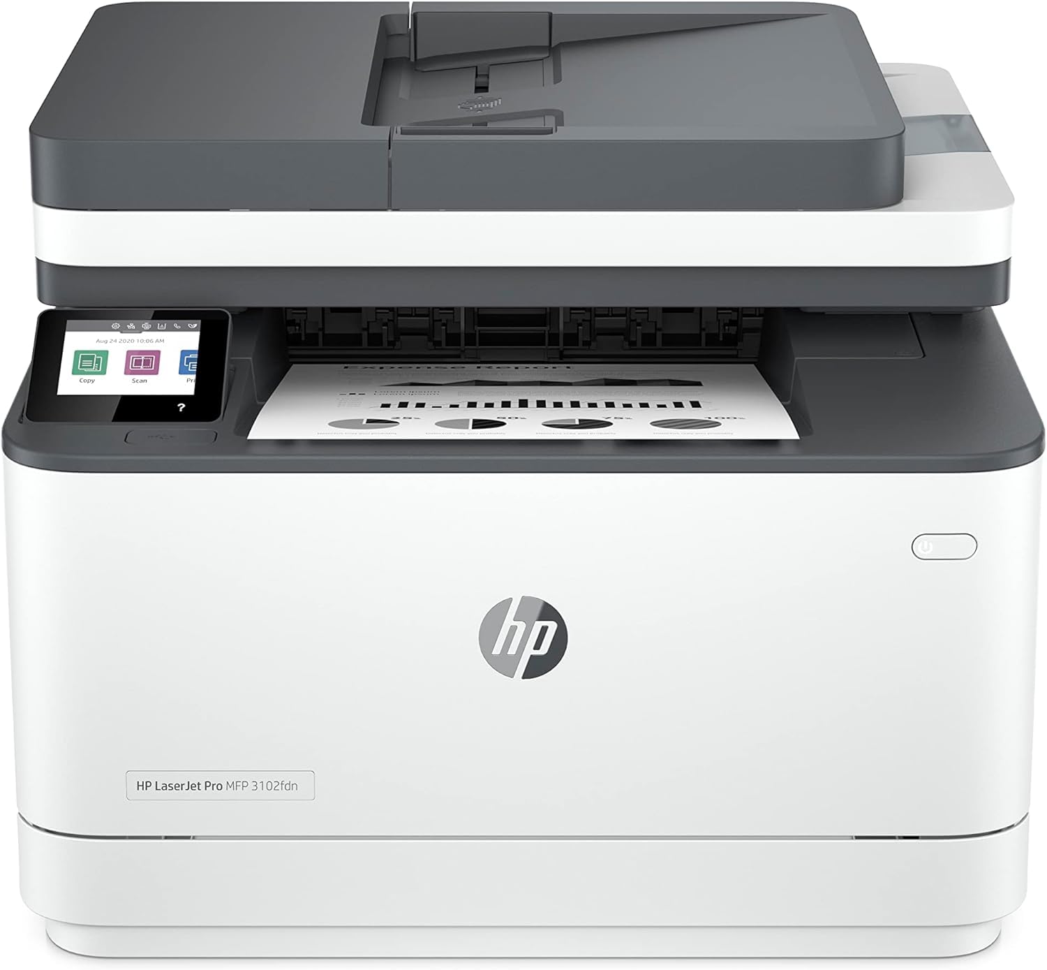 HP LaserJet Pro 3102fdn 3G629F, Impresora Láser A4 Multifunción Monocromo Doble Cara automática, Escaner, Copiadora, Fax (33ppm, Ethernet, Procesador 800MHz, Memoria 512MB, Smart App) Blanca y Gris Blue Angel
