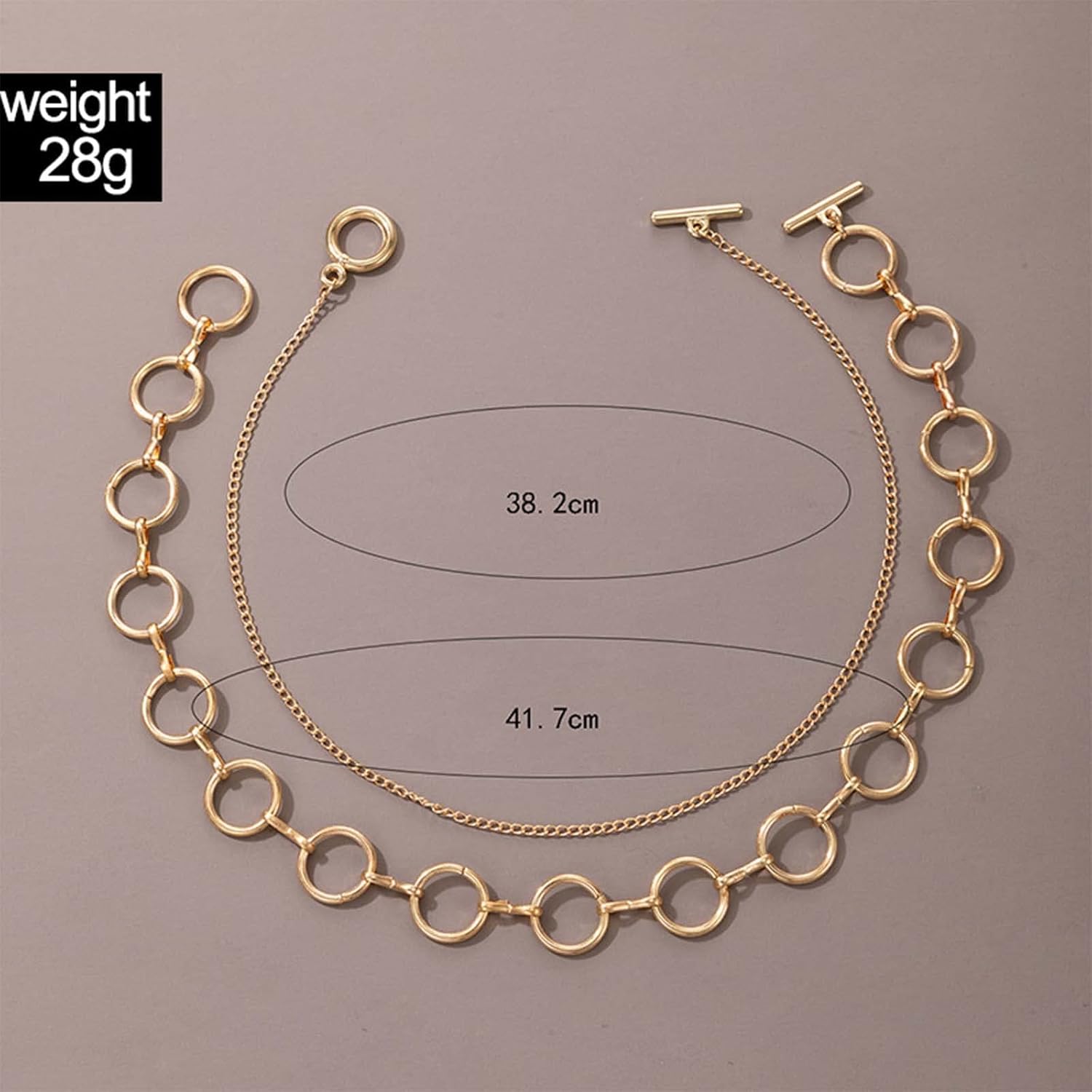 Vintage Layered Circle Necklace Double Interlocking Circle Necklace Round Circular Choker Necklace Gold T Bar Choker Necklace Jewelry for Women - Image 5