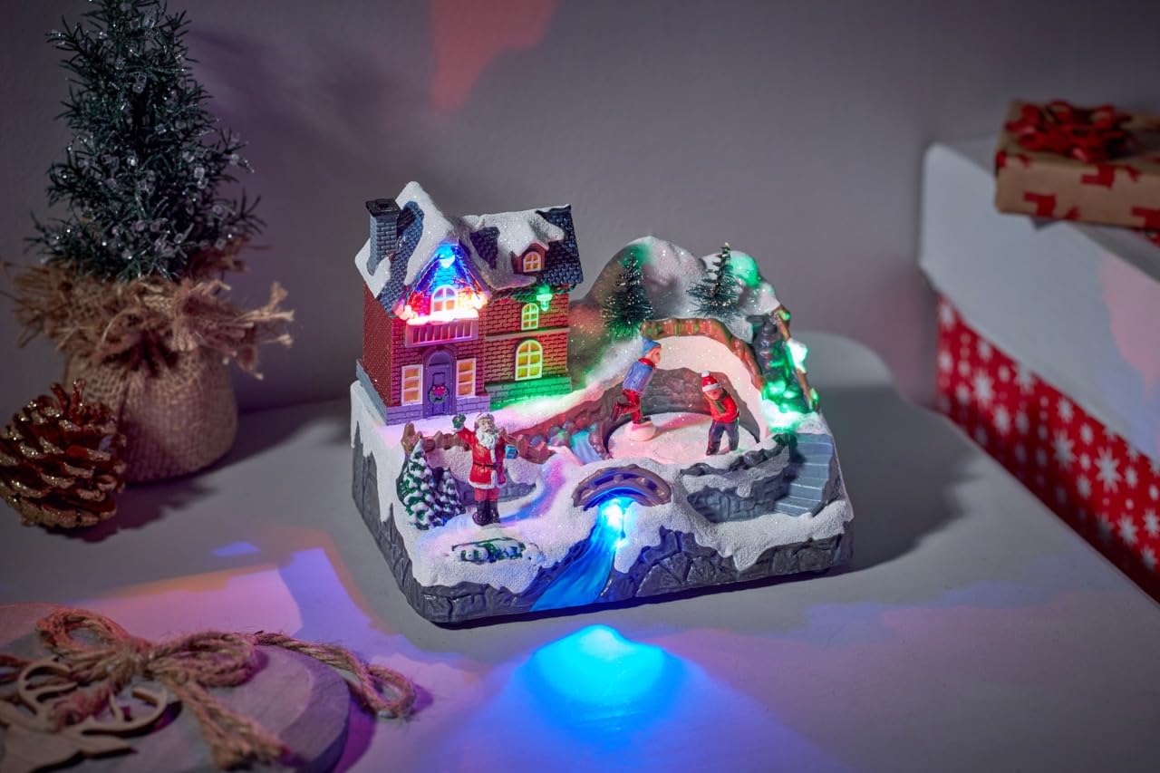 Smart Garden Christmas Light Up Ice Skaters Snow Scene - 14cm x 18cm x 12cm - Hand Painted Christmas Decoration - Novelty Christmas Décor - Battery and USB Powered