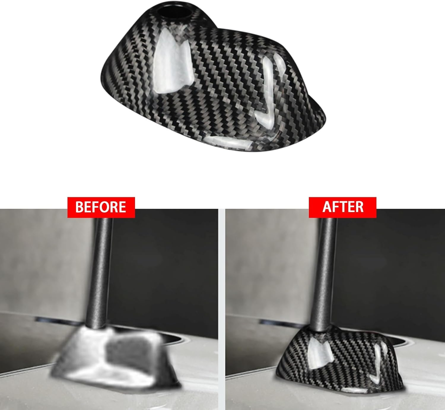 Carbon Fiber Car Roof Antenna Mount Base Cover Trim Compatible with BMW Mini Cooper R56 R56 LCI 2007-2013 Clubman R55 R55 LCI, Black