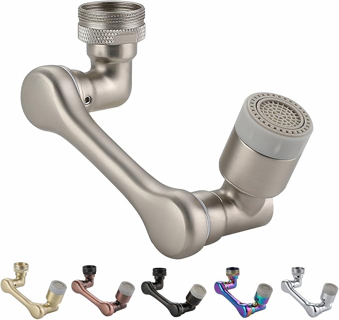 Genpe Faucet Extender, Large Angle Rotating Splash Faucet Aerator, Universal 1080 Swivel Robotic