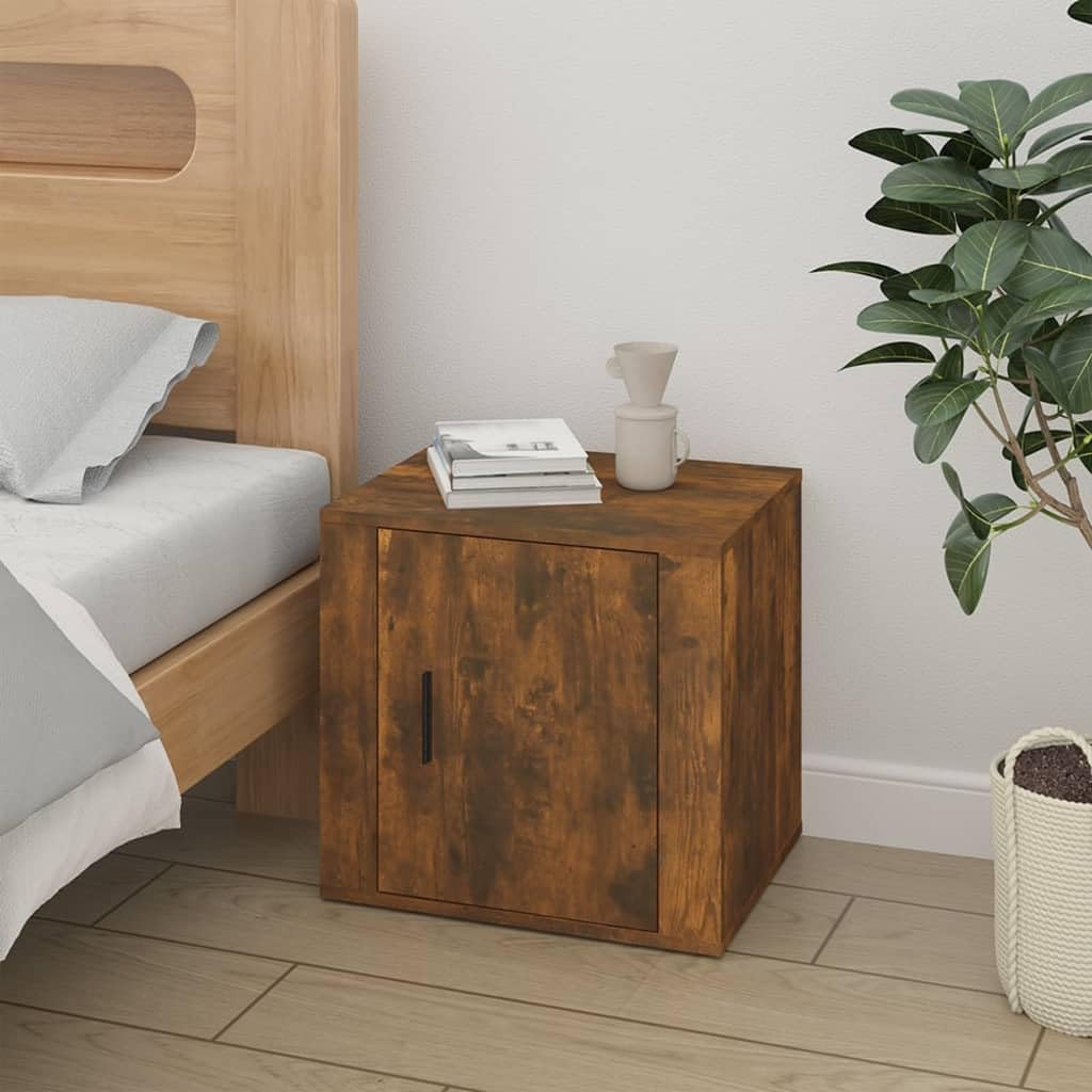 Juego de 2 mesitas de noche en roble ahumado, 50 x 39 x 47 cm, mesitas de noche de madera con espacio para el dormitorio, mesas auxiliares para camas con somier y camas tapizadas