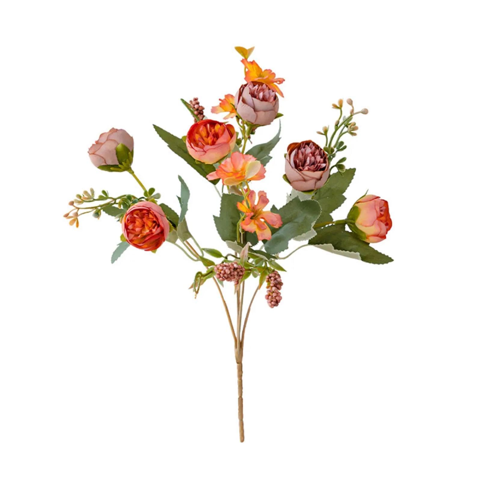 Fleurs artificielles et couronne de roses orange pour mur de mariage