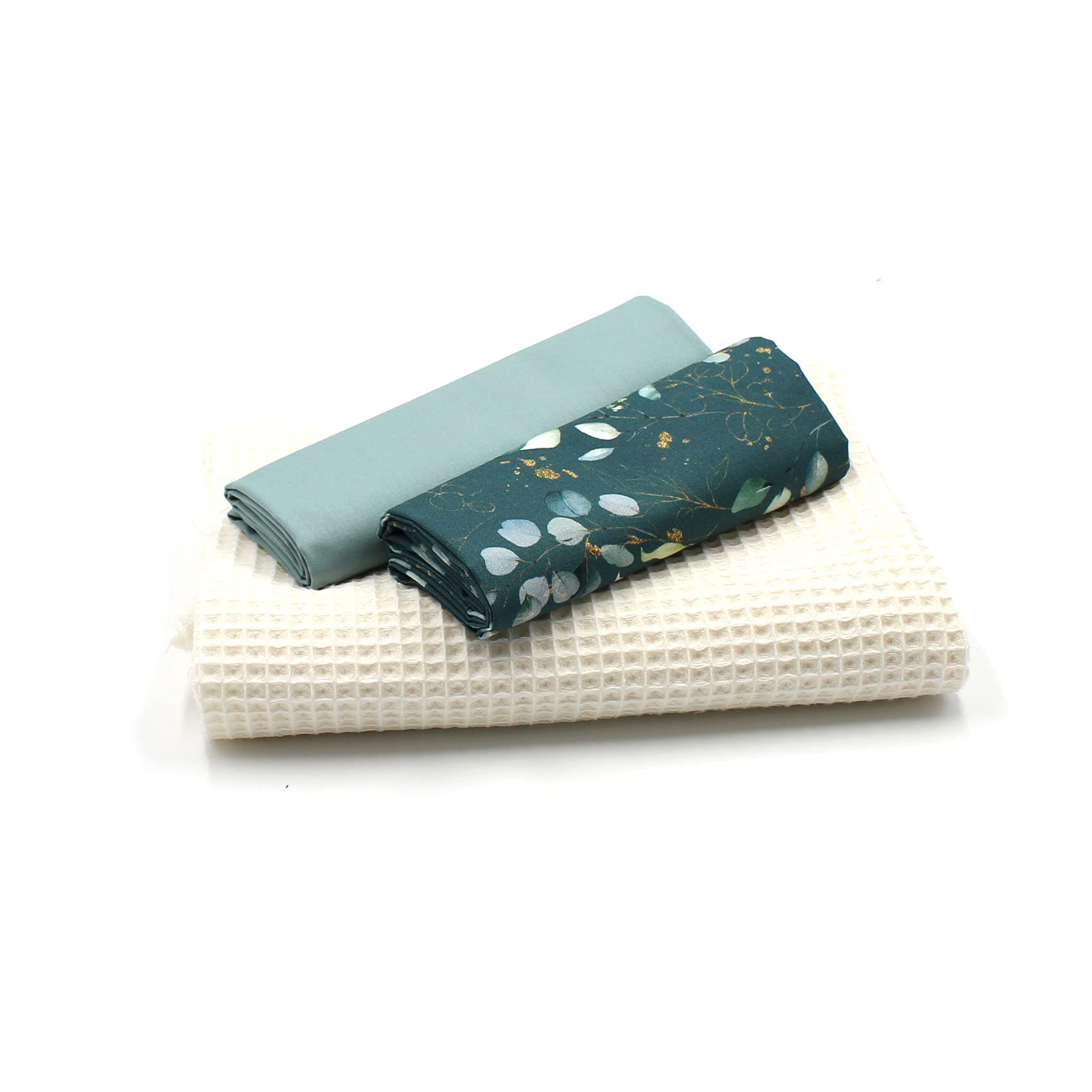 VmG-Store Waffle pique + cotton fabric set, colour-coordinated waffle fabric, 100% cotton fabric