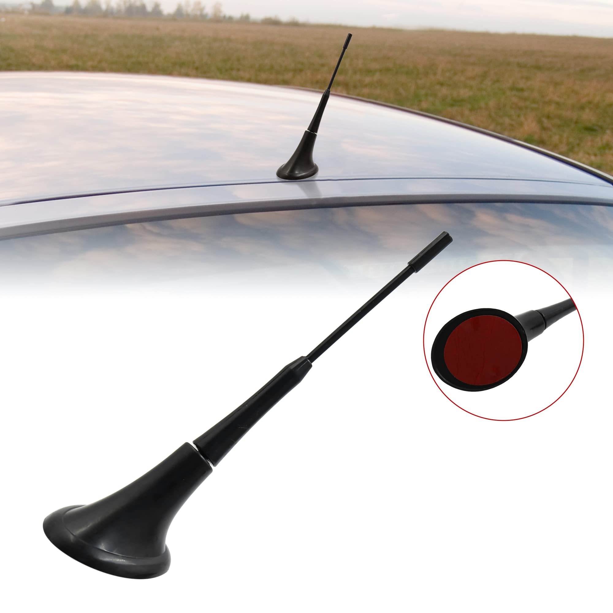 X AUTOHAUX Black Plastic Self Adhesive Base Decorative Dummy Antenna Aerial Universal Waterproof Replacement for Automotive Car