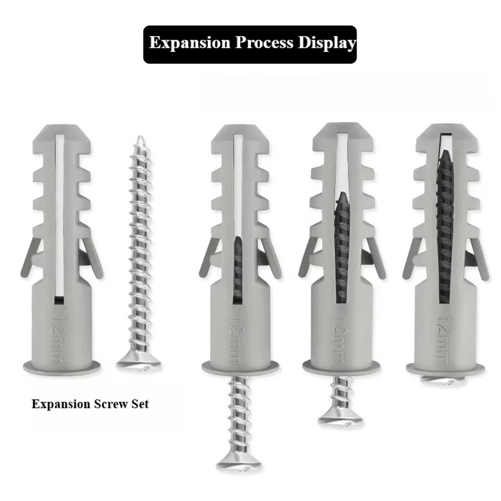 Tornillos De Expansión Para Placas De Yeso Tubos de expansión, anclajes pared, tornillos autorroscantes, Kit surtido M6M7M8M10M12mm for mampostería hormigón y paneles yeso(M12 25 set)