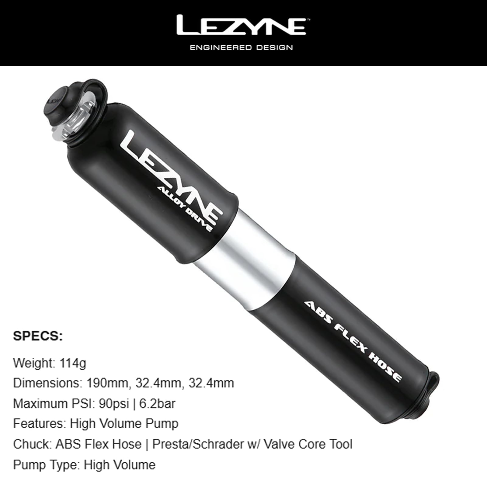 Amazon.com : LEZYNE Alloy Drive High Volume 90psi Bicycle Hand