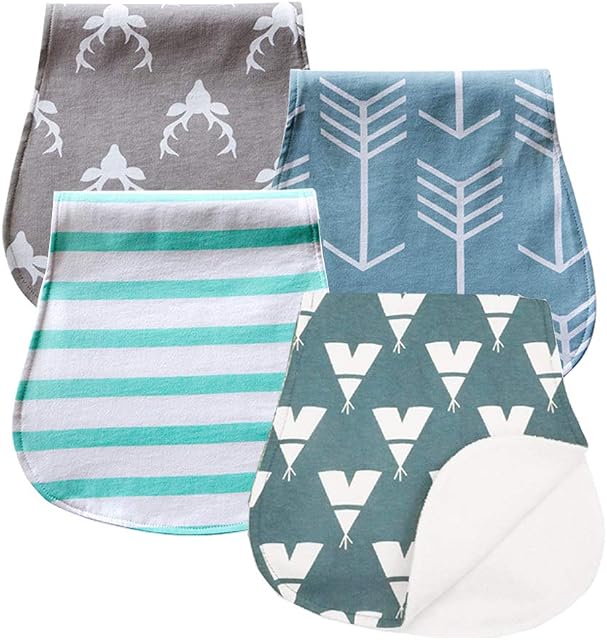 Baby Burp Cloths Set Baby Burp Bibs 4-Pack Feeding Nursing Towel Accessory, Burping Rags for Newborns,Organic Cotton for Boys and Girls(K002)