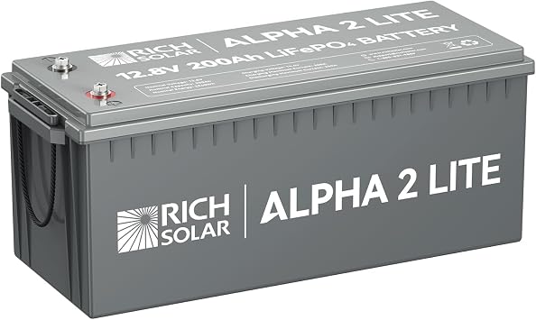 RICH SOLAR ALPHA 2 LITE 12V 200Ah LiFePO4 Battery, 4000+ Cycles, Best Value Lithium Deep Cycle Battery for RV, Boat, Off-Grid Use