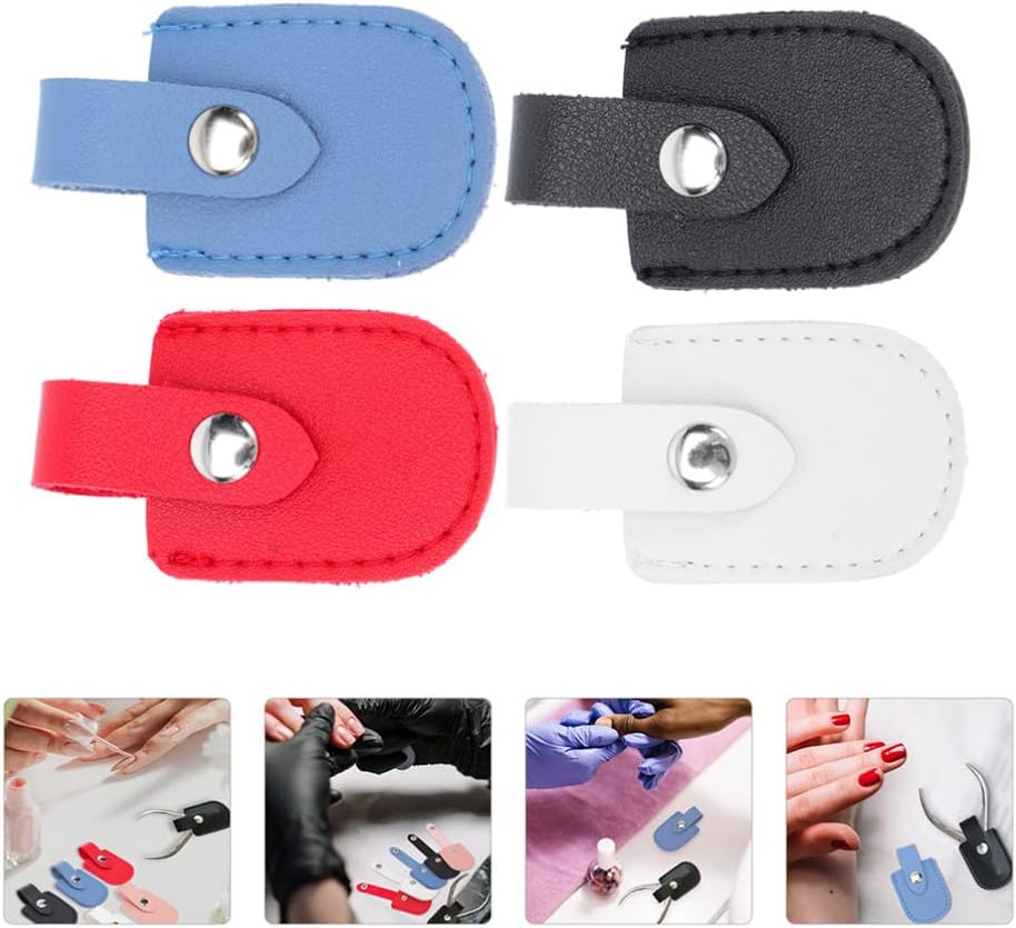 Beavorty 4pcs Nail Scissor Covers Protective Cuticle Clipper Holders for Safe Storage Pu Material Stylish Design for Manicure Tools Mixed Colors