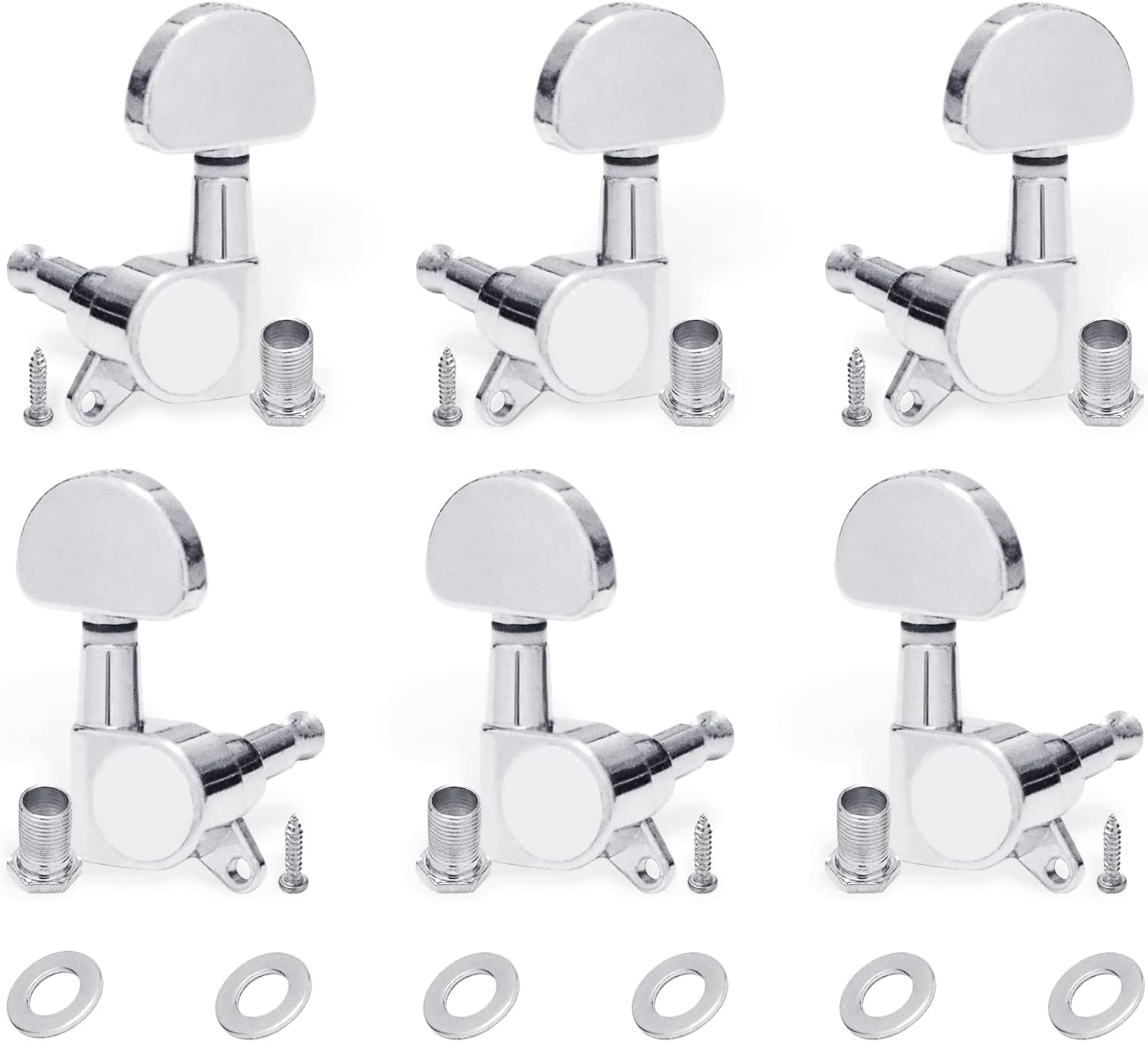 SAPHUE 6 Pieces 3L3R Guitar tuner pegs,Guitar Sealed Fan-shaped Tuning Pegs Tuner Machine Heads for Acoustic Electric Guitar Guitar Parts (Chrome)