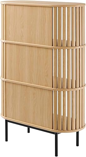 Miniatura 4 de Modway Fortitude - Vitrina de madera de 3 niveles con almacenamiento abierto, color roble