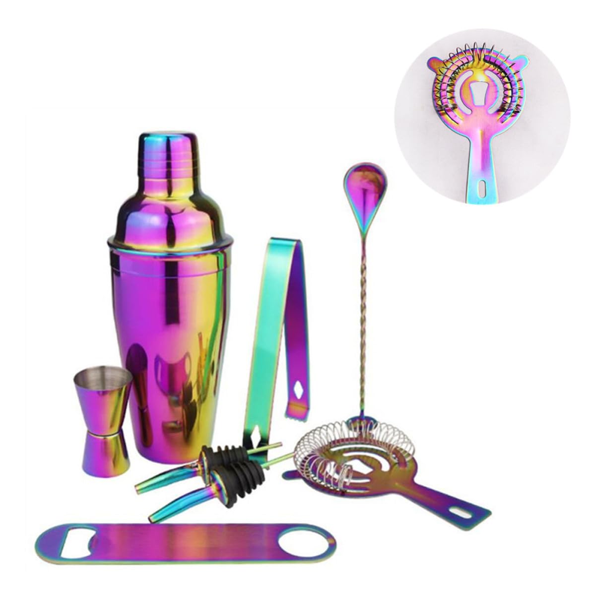 SOLUSTRE Juego de Coctelera de Acero Inoxidable Incluye Herramientas Resistentes y Sello 750ml 8 Piezas, Kit Profesional para Bartenders para Fiestas y Bares
