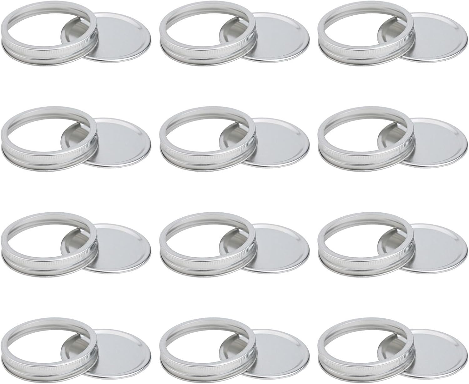 86mm Round Tinplate Can Sealing Lids, Proof & Leak-Proof Reusable Jar Lids with Silicone Sealing Ring Glass Bottles and Food Storage Jars (12-Pack)