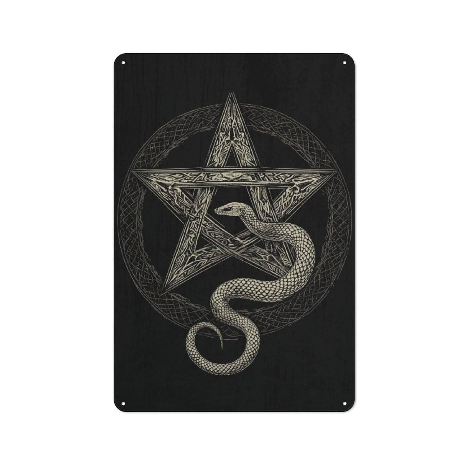 Pentagram Snake Vintage Metal Wall Decor 30x20cm, Vintage Metal Sign for Cafe, Bistro, Bakery Or Restaurant