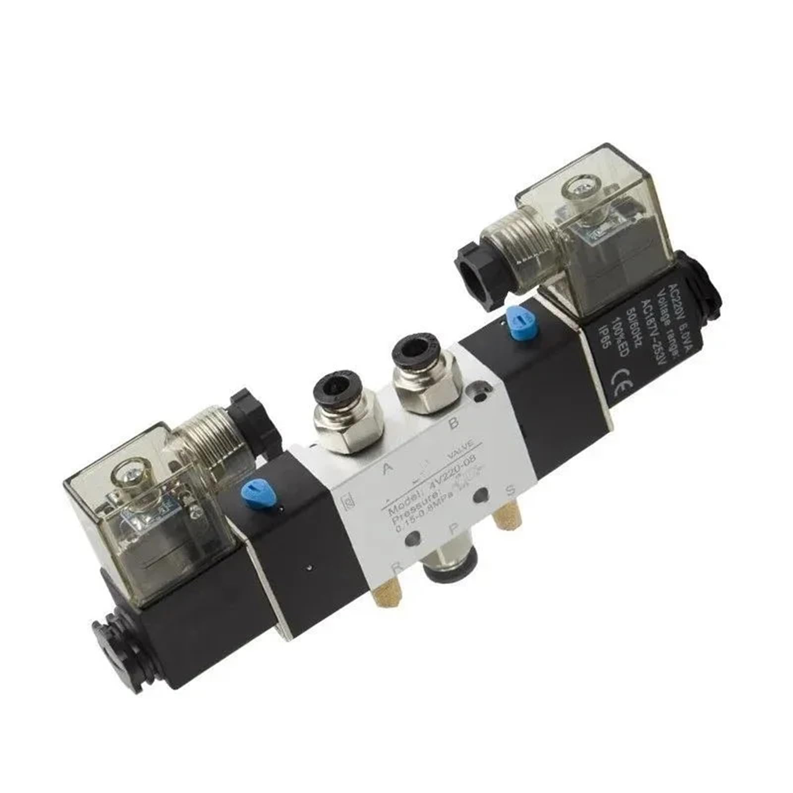 Válvula Solenoide neumática de Aire 4V120-06 4V420-15 4V320-10 5 vías 2 Posiciones 1/4 "aleación Aluminio Interna DC12V DC24V AC110V AC220V(W 10mm Fittings,4V120-06 AC 110V)