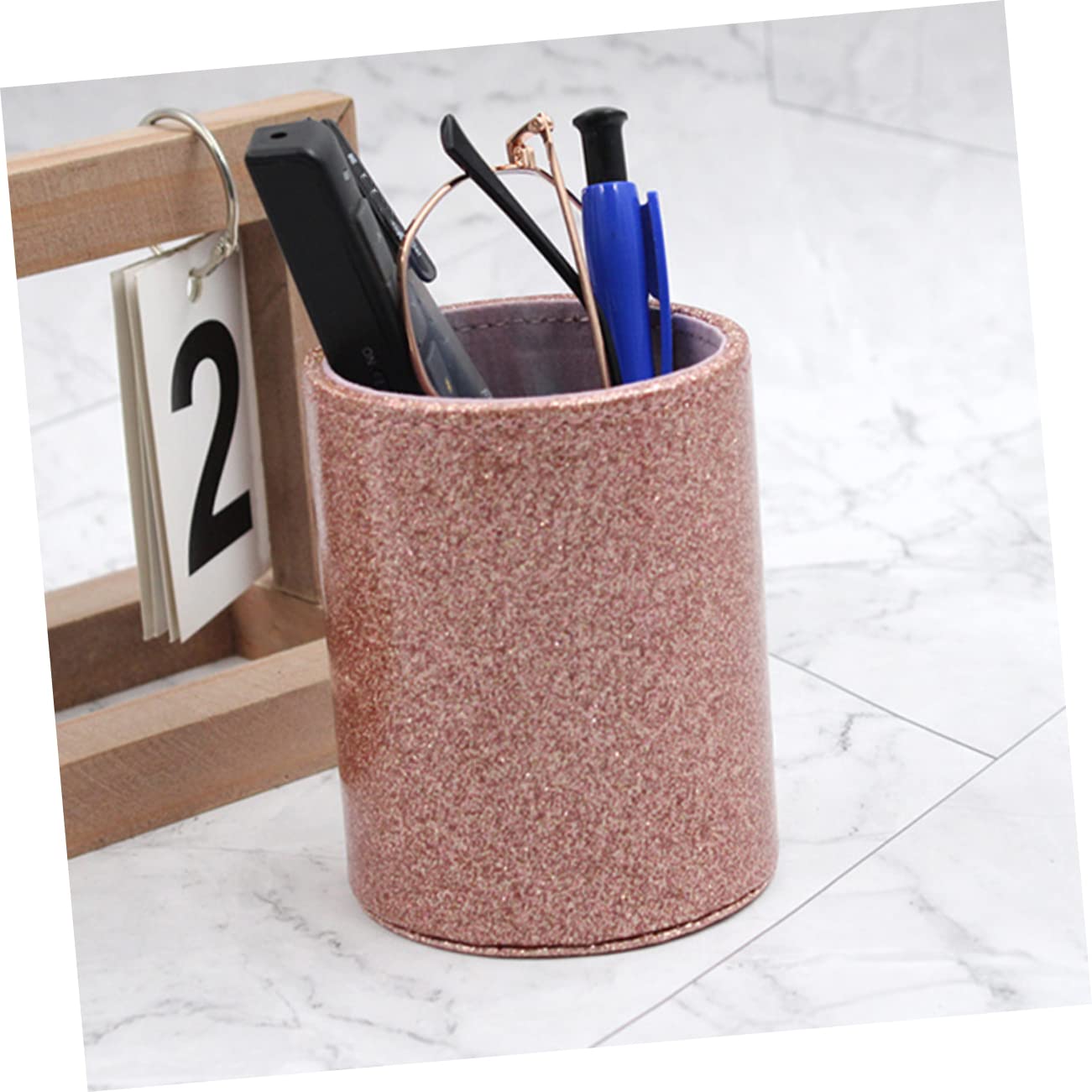NUOBESTY 4pièces Porte-stylo Pailleté Pu Organisateur De Bureau Maquillage Rangement Pratique Pour Pinceaux Et Fournitures Pour Et Maison