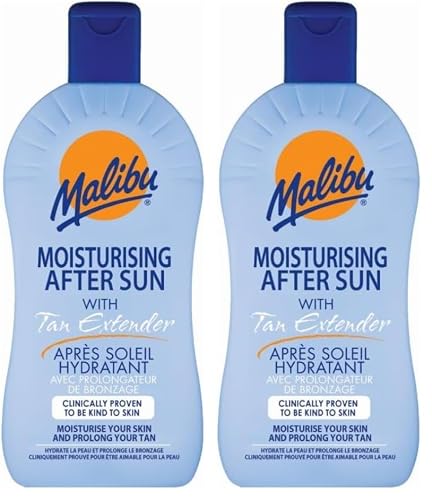 Image of Malibu Sun After Sun Tan Extending Lotion, Moisturising After Sun Care to Prolong Natural Tan, Hydrating Body After Sun Lotion, Original, 400ml (Pack of 2)
