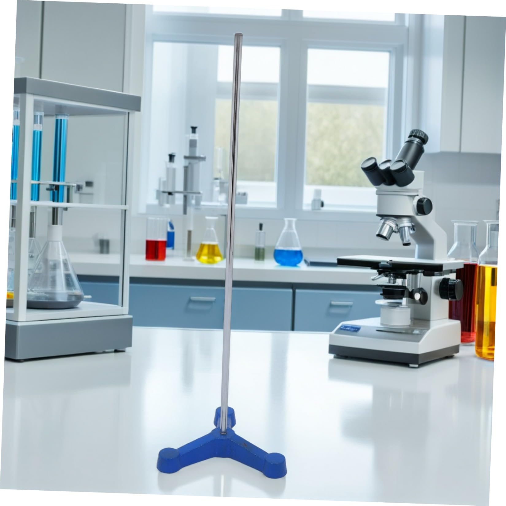 Support de laboratoire en fer, support stable de laboratoire 110mm, support pour tiges de laboratoire longues pour béchers et verrerie, pour applications en chimie et organisation