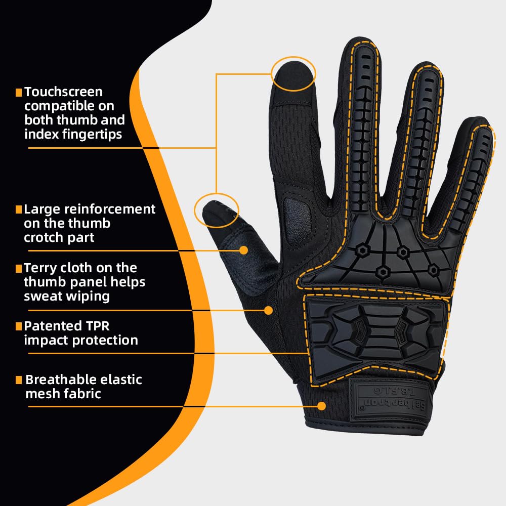 Seibertron T.T.F.I.G 2.0 Men's Tactical Military Gloves Flexible Rubber Knuckle Protective for Combat Hunting Hiking Airsoft Paintball Motorcycle Motorbike Riding Outdoor Gloves
