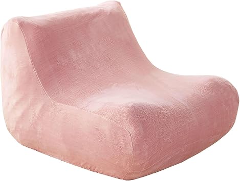 Lazy Floor Sofa Cover, Velvet Single Seated Fireside Chair Cover with Elastic Bottom Stretch Armless Lounge Chaise Slipcover Removable Furniture Protector for Living Room-Pink-1 Seater
