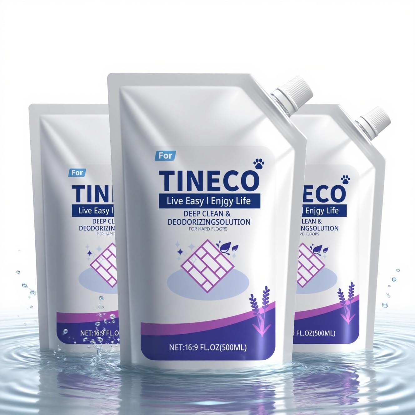 Detergente per pavimenti al profumo di lavanda - Confezione da 3 flaconi (500 ml per flacone) - Compatibile con Tineco iFloor 2/3 Breeze, FLOOR ONE S3/S5/S5 Pro 2/S6/S7 Pro