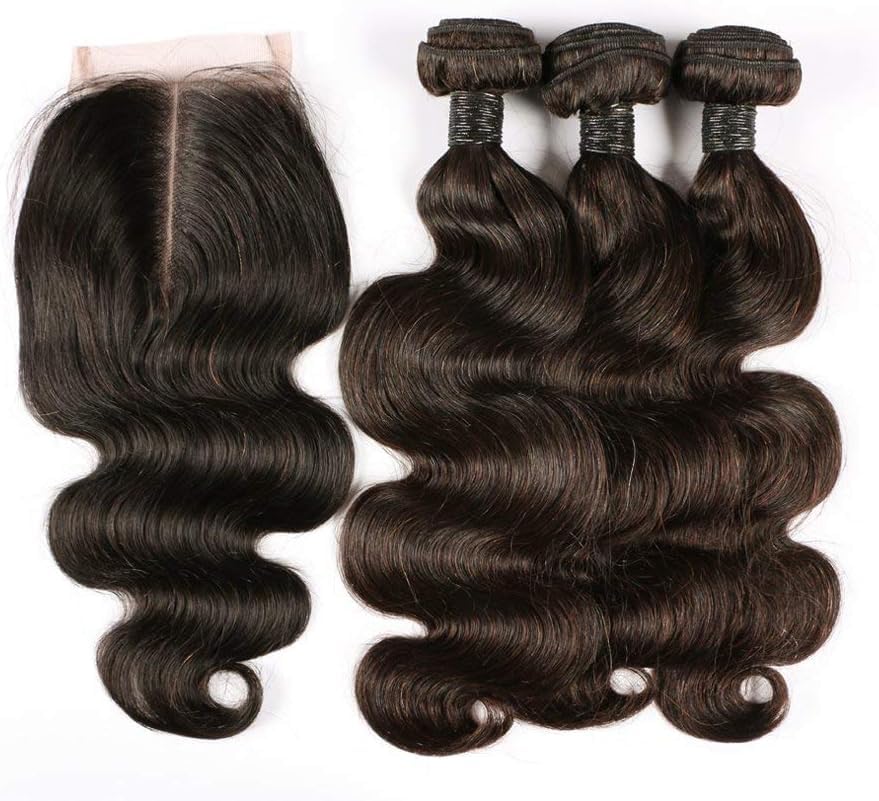 Tissage brésilien 8 pouces lot de 3 mèches human hair weave avec closure