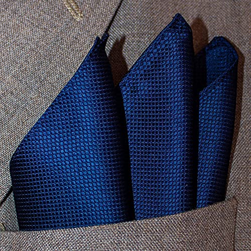 Deluxe Navy Silk Jacquard Pocket Square By Royal Silk - Premium 34-Momme, 6-Ply Silk -100% Silk #TOP2