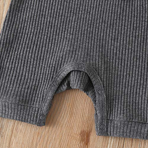 Kuriozud Newborn Infant Unisex Baby Boy Girl Button Solid Romper Bodysuit One Piece Jumpsuit Outfits Clothes (Short Sleeve Romper Gray, 0-3 Months) #TOP4