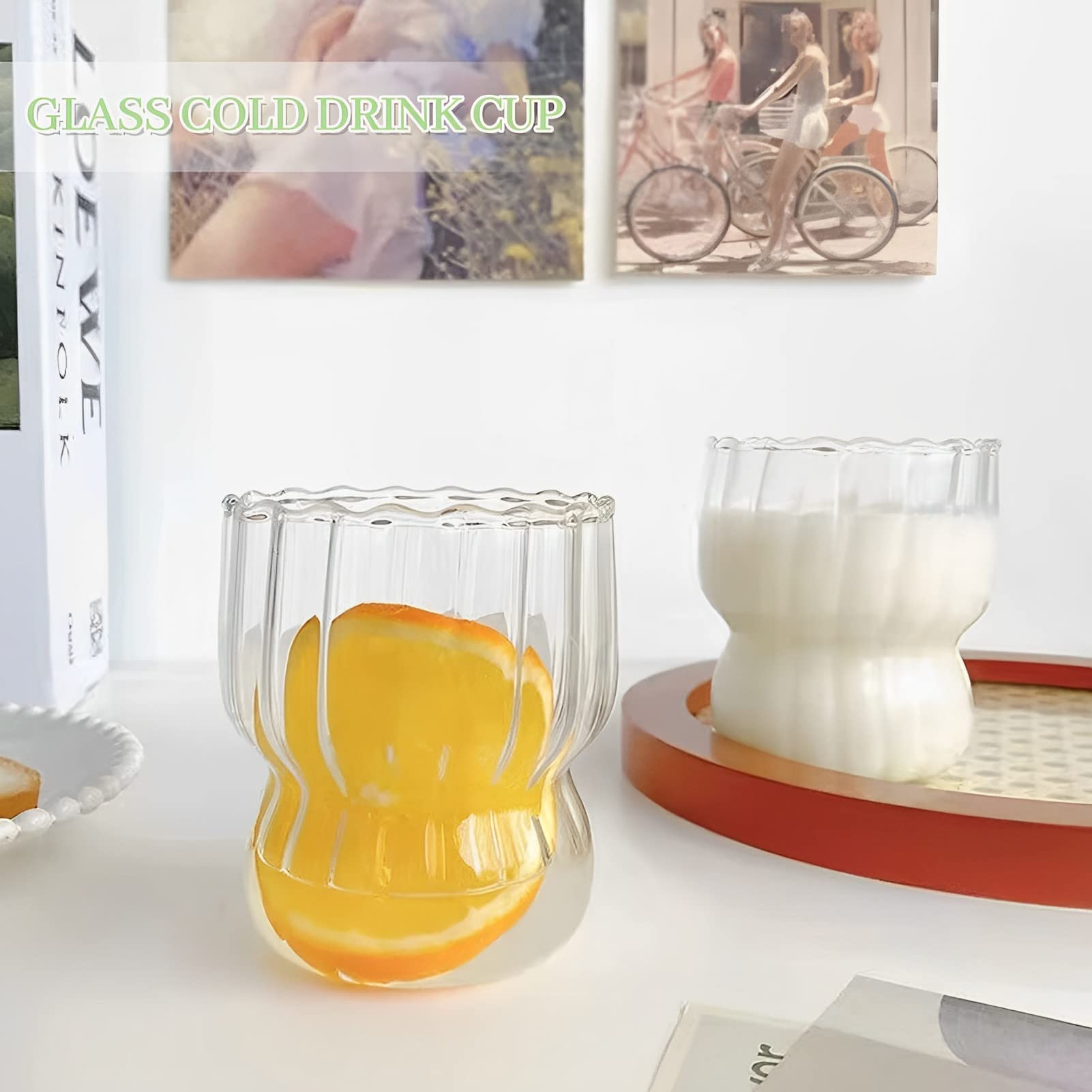 Verres à Dessert Borosilicate Style Origami - Lot De 6 - 300 Ml - Pour Café, Thé, Jus - Résistants Lave-vaisselle