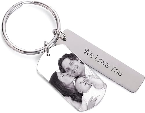 Regalos para el Día del Padre, llavero personalizado grabado con imagen para hombres, novio, marido