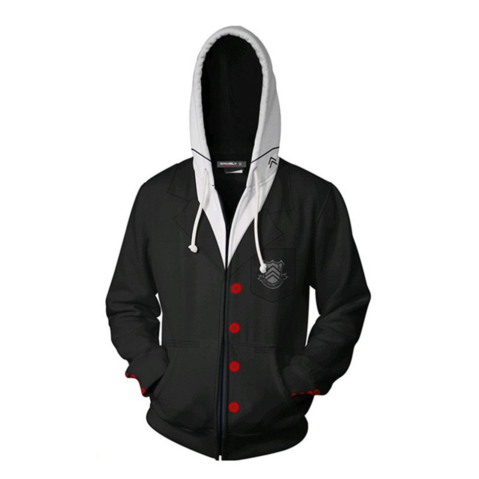 Charous Women's Black Game Persona 5 Cosplay Hoodies,Unisex 3D Printing Zipper Sweatshirt Used For Festival Cosplay Or Gift