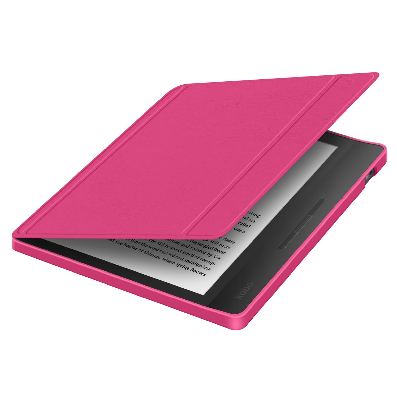 GIOPUEY Funda Compatible con Kobo Libra Colour/Kobo Libra 2, Flip Piel Carcasas, Carcasa Trasera Transparente de PC TPU - Rose Red — view 5