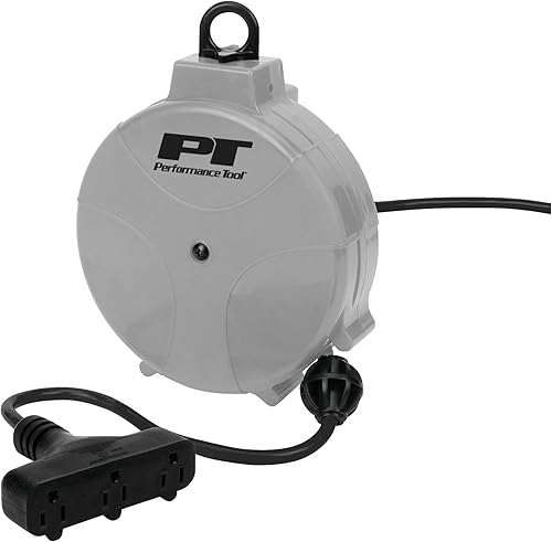 Performance Tool 1 carrete de cable retráctil de color grisnegro