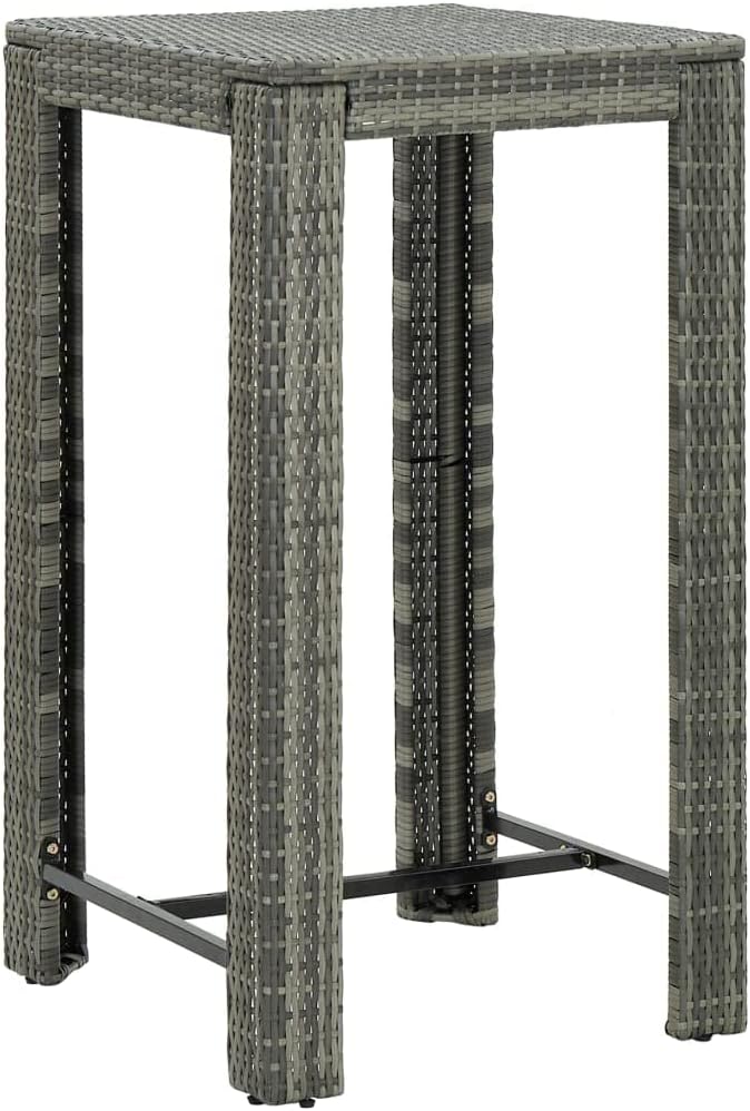 5 Piece Patio Bar Set with Cushions,Backyard Decor,Backyard Sofa Suit,Outdoor Furniture,Casual Table Chairs,Perfect for Indoor, Outdoor Garden, Lawn, and Backyard, Poly Rattan Gray