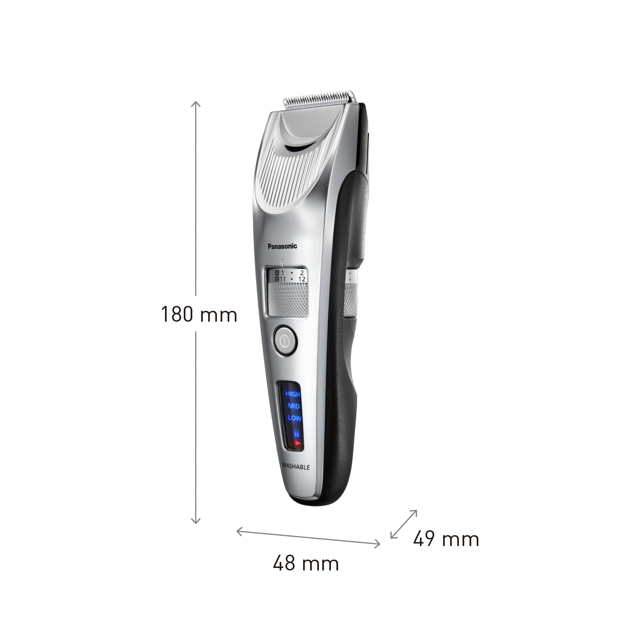 Panasonic ER-SC60-S803 Tondeuse à Cheveux pour Hommes, Portable Sans Fil et Étanche, Lames Supérieures, 20 Longueurs Réglables, 2 Accessoires, Avec ou Sans Fil, Socle de Chargement, Argenté