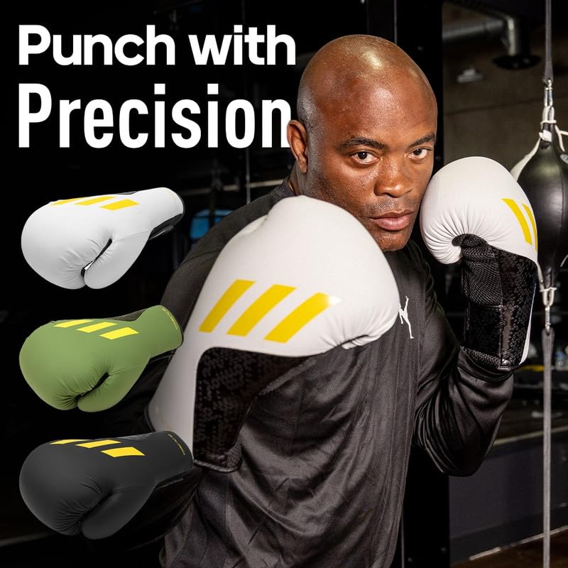 Adidas x Anderson Silva Tilt150 Guantoni da boxe, guscio in PU di alta qualità, supporto per il polso migliorato, allineamento ottimale dei pugni per uomini, donne, bambini, boxe, kickboxing, MMA,