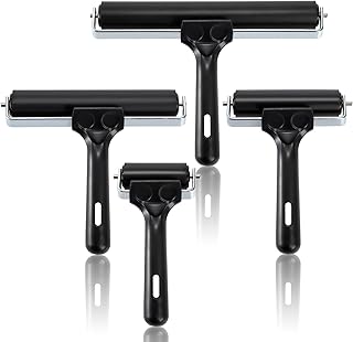 Pumtus 4 Pack Brayer Roller, Rubber Printmaking Brayers, Black Brayer Tool Paint Brush, Ink Applicator Art Craft Oil Painting Tool for Printmaking, Wallpapers, Stamping, Gluing