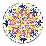 Multicolor DHestia Pacific Toalla Pareo Gigante de Playa, Redondo, 100% Algodón, Mandala Doble Extra Grande, 150 cm, Multicolor