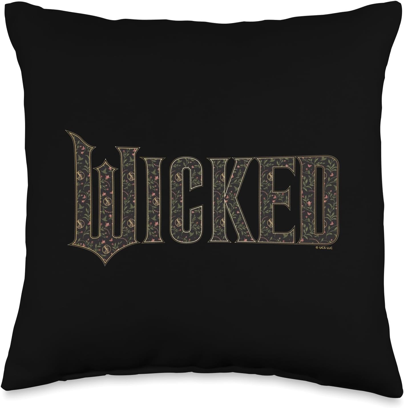 Wicked Movie Floral Logo Throw Pillow