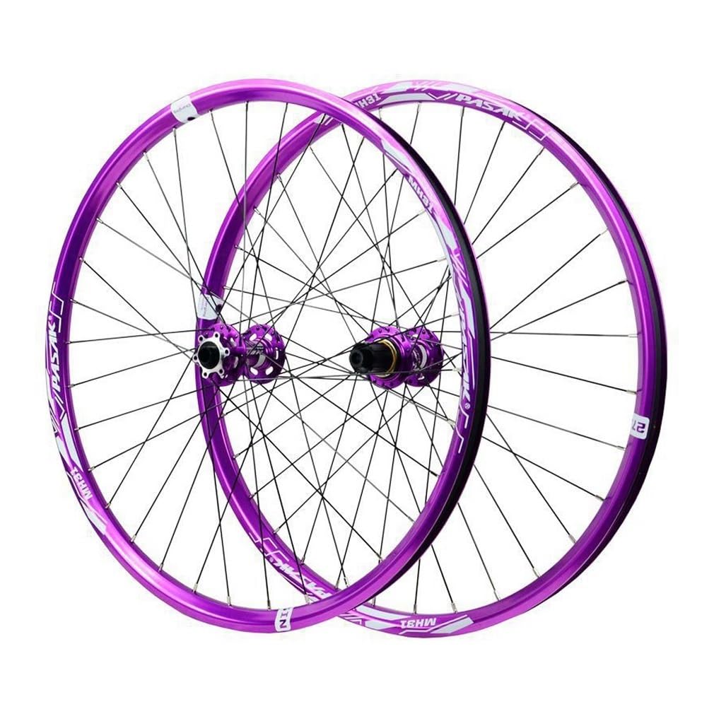 LSRRYD 26 27.5 29 Inch Wheel Set Disc Brake MTB Thru Axle Wheelset Bearing Hubs 8 9 10 11 12 Speed Cassette Mountain Bicycles Front Rear Rims (Color : Purple, Size : 27.5inch)