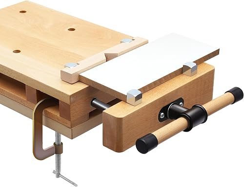 Woodworking Vise, Portable Desktop Woodworking Bench w/G-Shape Fixing Clips & Limit Blocks, Hard Wood Vise for Workbench, Workbench Kit for Homes, Woodworking Studios