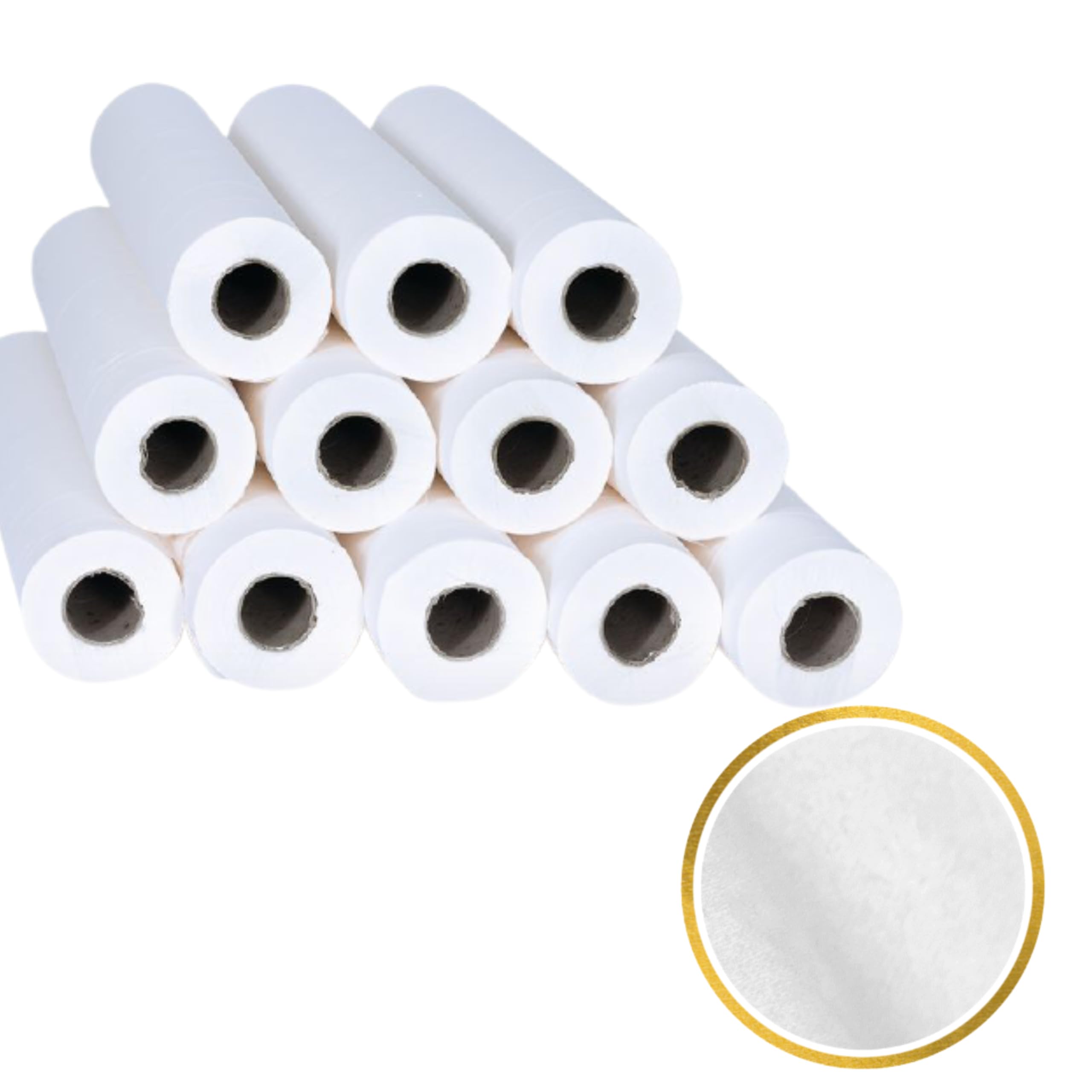 DSTOCK60 - Lot de 12 rouleaux de draps d'examens médicaux pure ouate lisse - laize 50 cm - SANS PRÉDÉCOUPE merci d'en tenir compte dans les commentaires - Résistant et absorbant