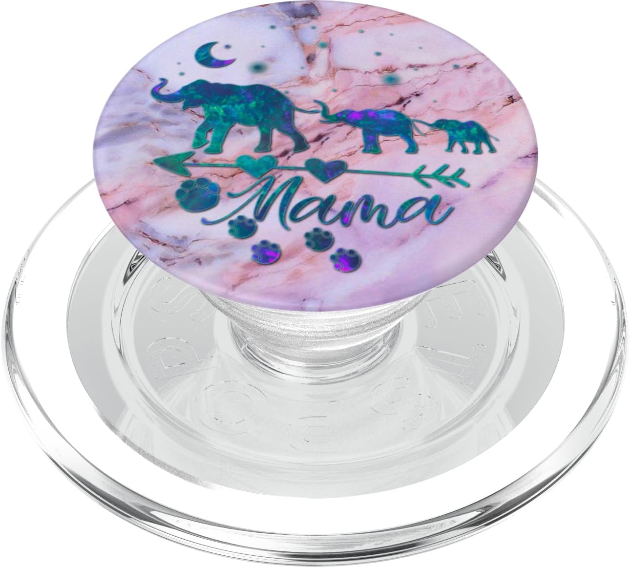 Teal Blue Purple Mama Elephant Two Babies Pink Gray Blue PopSockets PopWallet for MagSafe