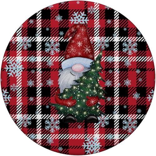 Miniatura 3 de Lindos gnomos de Navidad negros y rojos copos de nieve a cuadros vintage PopSockets estándar PopGrip